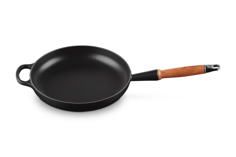 Cast Iron Frying Pan with Wooden Handle