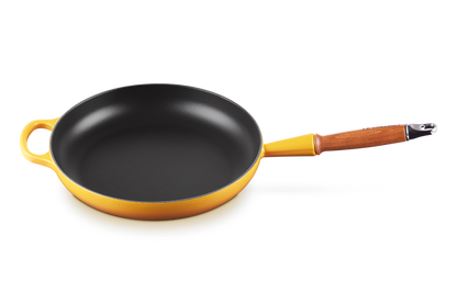 Cast Iron Frying Pan with Wooden Handle