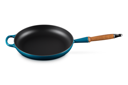 Cast Iron Frying Pan with Wooden Handle