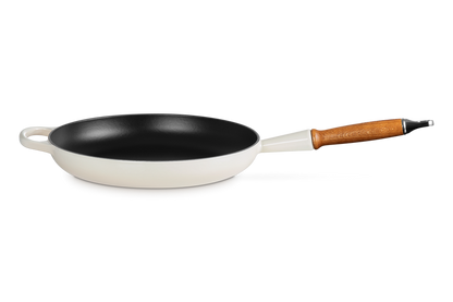 Cast Iron Frying Pan with Wooden Handle