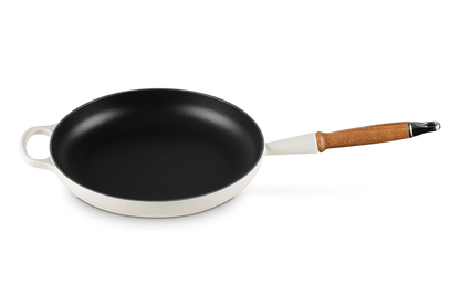 Cast Iron Frying Pan with Wooden Handle